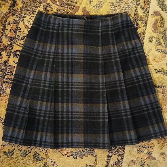 ANN TAYLOR Plaid Pleated Wool Skirt 4R - EUC - Picture 6 of 10